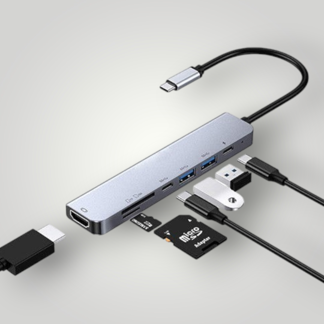 Hub USB tipo C Mi tienda de aluminio con 8 puertos incluyendo HDMI 4K, lector SD y carga rápida para portátiles