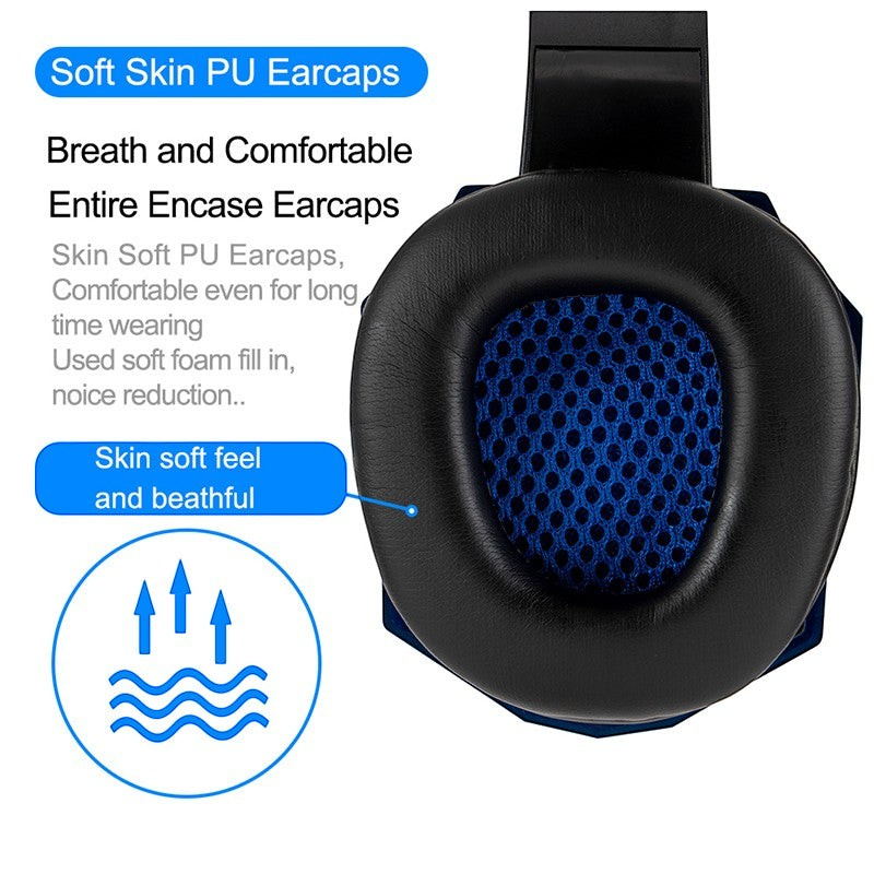 Almohadilla de auricular gamer Mi tienda con acabado en piel sintética negra y malla interior azul transpirable