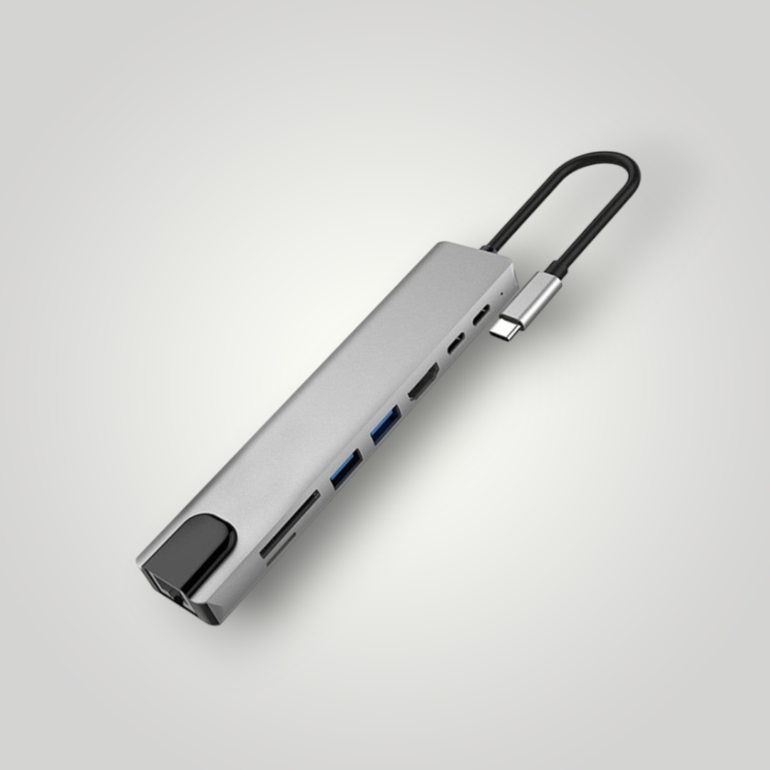 Hub USB tipo C Mi tienda de aluminio con 8 puertos incluyendo HDMI 4K, RJ45 y lectores de tarjetas SD y TF